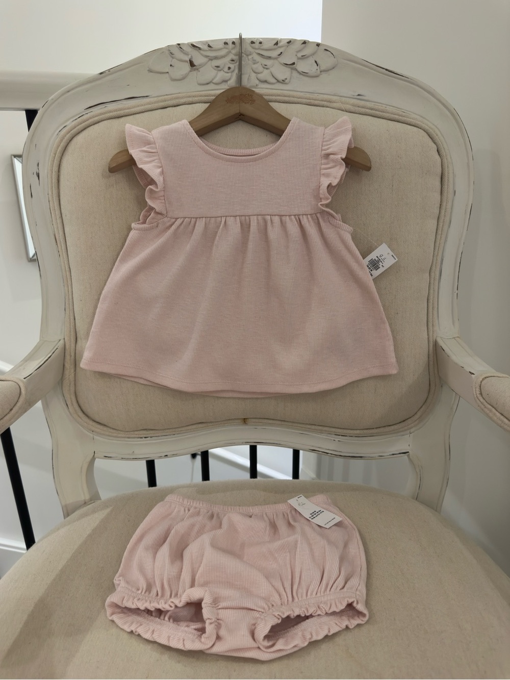 🤍 18~24 Mth Blush Pink Old Navy Baby Ruffle Sleeve Two-Piece Set NWT